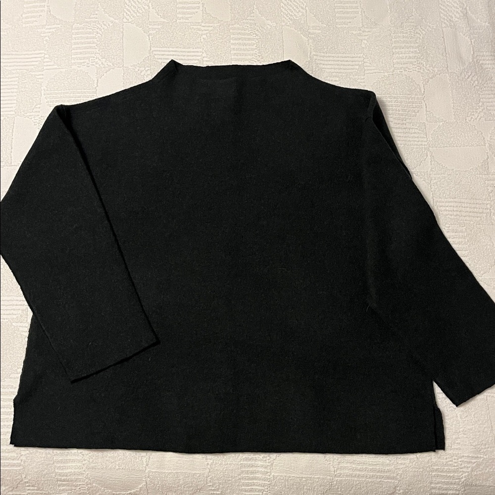 Eileen Fisher Lightweight Boiled Wool Box-Top, dark forest green